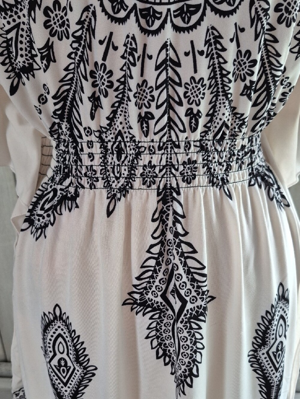 INC International Concepts White Tunic with Black Boho Print - Picture 3 of 8